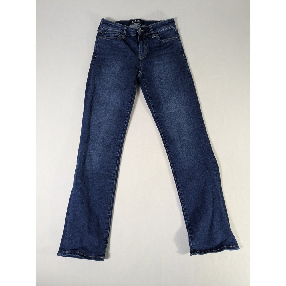 Gap Denim Classic Straight Jeans Dark Wash Blue Stretch Size 2 26R Regular